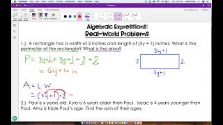 Algebraic Expressions: Real-World Problems