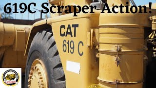 Caterpillar 619C Scraper and D8H Bulldozer Pusher