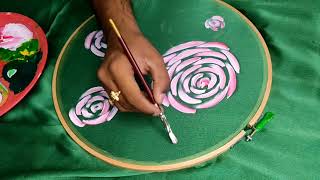 Best Fabric Painting Idea On Saree || Saree Painting Flower Pattern || Easy Freehand art on saree