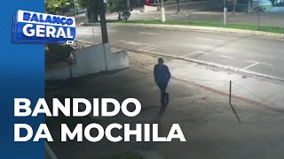 Bandido da mochila é o terror dos comerciantes do centro