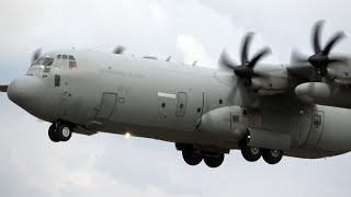 4Kᵁᴴᴰ Lockheed C-130J-30 Hercules Italian Air Force Arrival & Departure @ RAF Fairford