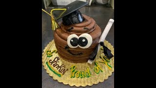 Cake decorating tutorial - Cute and easy poop emoji graduation cake ! Easy , beginner