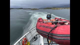 Travesía marítima con moto a bordo, en ferry Crux Australis. Pto Natales a Pto Yungay. 1-4 Mar 2023