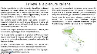 I rilievi e le pianure in Italia e in Europa