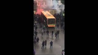 Scontri ultras Fiorentina a Bergamo contro la polizia. ATALANTA - FIORENTINA 25/04/2019