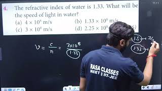 The refractive index of water is 1.33 . What will be the speed of light in water ? .................