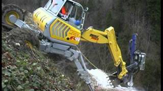 Menzi Muck A91 beim Bohren im Steilhang - Drilling on steep slope