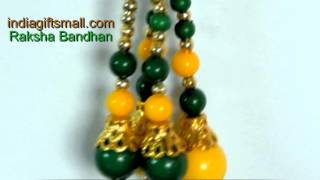 Zardosi Flowers Shape Rakhi Lumba Set