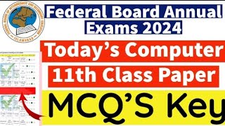 Class 11 computer science Mcqs answer key of second Annual exam 2024.