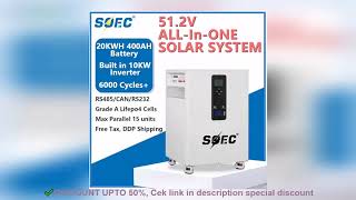 ✔️SOEC 20KWh LiFePO4 Battery 51.2V 400Ah PowerWall 6000 Cycles Built-in BMS&10KW Inverter RS