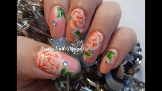 One Stroke Roses Nail Art