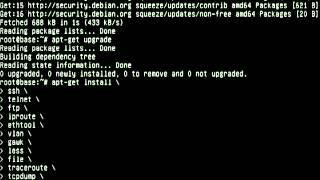 Installing the base package set to create a Debian Router