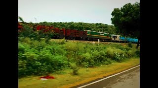 Rare view the eye catching moment, WAG-9 center linking ,coupled two freight trains..