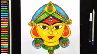 How To Draw Maa Durga Face Drawing for kids || Very easy Maa Durga Face Drawing with step by step