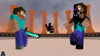 HEROBRINE vs ENDERBRINE - Hardcore Creepypasta Mob Battle