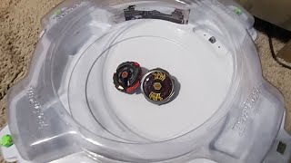 battling two weird beyblades against burst and metal fight