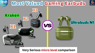 Triggr Kraken x1 x2 x3 vs Ultrabuds n1 ⚡Ultimate Comparison for Best Gaming Earbuds