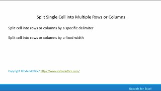 Split single cell into rows or column by a specific character with Kutools for Excel