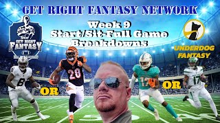 Fantasy Football Week 9 Game by Game Start/Sit Show with *Live* Q&A | GRFN Ep. 213