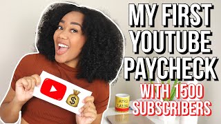 My first Youtube Paycheck! | How much Youtube paid me with 1500 subscribers