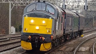 ROG Class 93, 93001 dragged by Class 37, 37901 at Rugeley Trent Valley