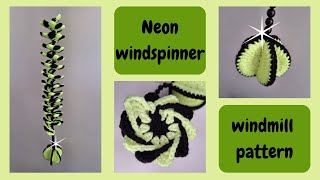 Crochet ♥ Two-tone neon windspinner in windmill pattern