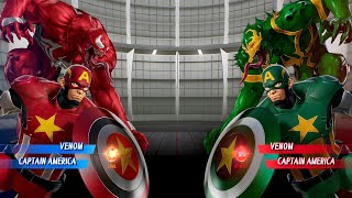 Venom & Captain America (Red) vs. Venom & Captain America (Green) Fight | Marvel vs Capcom Infinite