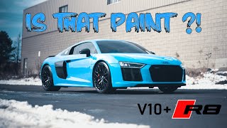 FIRST EVER MIAMI BLUE R8 IN CANADA 🤯😱 | THE ONLY PAINT LIKE FINISH WRAP ON THE MARKET