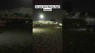 Beautiful night view of Marina light house Chennai