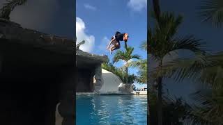 SLOW MOTION GAINER OFF WATERFALL OF MULTI MILLION DOLLAR WATERFRONT MIAMI MANSION #Shorts