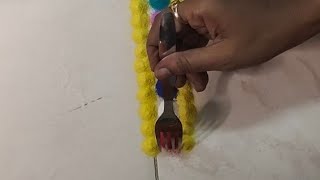 Amazing multi color rangoli  border with fork || Easy multi color side border 😍