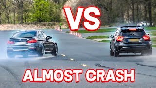 BMW M3 vs MERCEDES A45 AMG.. NEAR CRASH