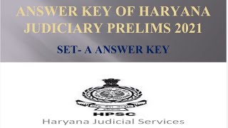 Answer Key Of Haryana Judiciary Prelims 2021 | Set-A Answers | #haryanajudiciary Check Answers