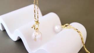 White Pearl Necklace, Gold-Plated, 925 Silver/Pearl