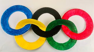 Easy Paper plate Olympic Rings craft for kids | Olympic craft ideas - Crafts with Toddler