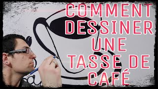 COMMENT DESSINER UNE TASSE DE CAFÉ☕ DESSIN FACILE SUR FEUILLE BLANCHE