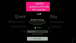 Dropee question of the day code 5 November | Dropped question of the day code | Dropee Code