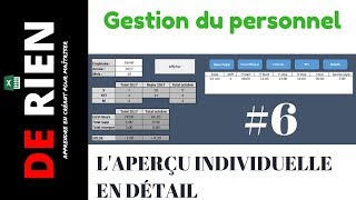 Gestion du personnel absence et temps de travaille Partie 6 | Tutoriel Excel - DE RIEN