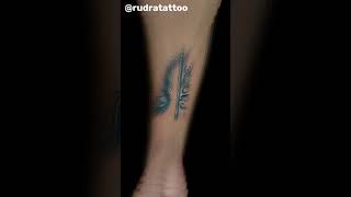 Peacock feather with radhe name tattoo || RUDRA TATTOO & PIERCING STUDIO || #shorts