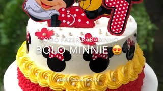 Bolo Minnie vermelha ❤️ como fazer babadinho com bico da China 😍 - Bruna Santoski ❤️