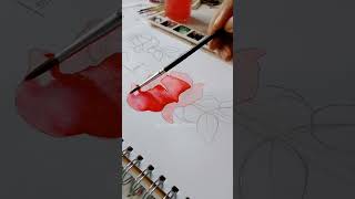 Watercolour Rose Painting #shorts #beginners #watercolourpainting #tutorial #sunjidakabir #artshe