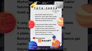 LAGU PEMBELAJARAN "TATA SURYA" KELAS 6A MI MIFTAHUL ULUM SELOKGONDANG