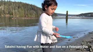 2022 First Beach Day in February Winters in Vancouver at Barnet Marinet Park, Burnaby BC Canada