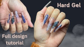 Hard gel XL nail design tutorial