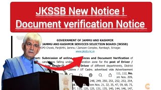 JKSSB New Notice ! JKSSB document verification for various posts ! JKSSB today Update ! #jkssb #ssc