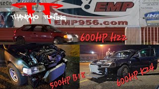 3 personal best 1/4 mile passes out of 3 Thanpho Tuned Hondas!