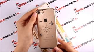 Apple iPhone 7 Swarovski Taşlı Kutup Yıldız Desenli Şeffaf Kılıf Tanıtımı