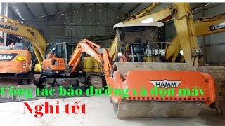 Công tác dọn rửa máy công trình về nghỉ tết rất đông vui