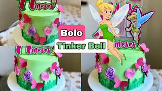 BOLO TEMA TINKER BELL (SININHO) - Decoração super linda e fácil 😍♥️