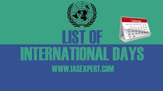 International days || List of International Days